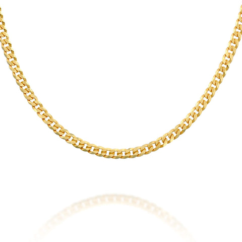 PAVOI Italian Solid 925 Sterling Silver, 22K Gold Plated, 3mm Italian Diamond-Cut Curb Link Chain Necklace for Men and Women, MADE IN ITALY (20, Yellow Gold)