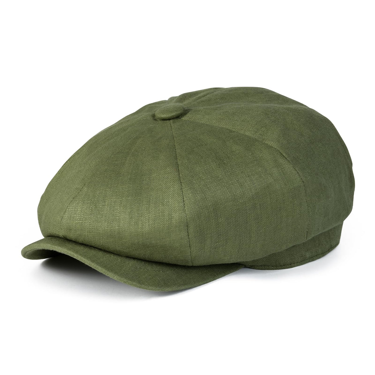 BOTVELA Men's Linen Newsboy Cap Lightweight Flat Cap Breathable Summer Hat (7-7 1/8, Plain Green)