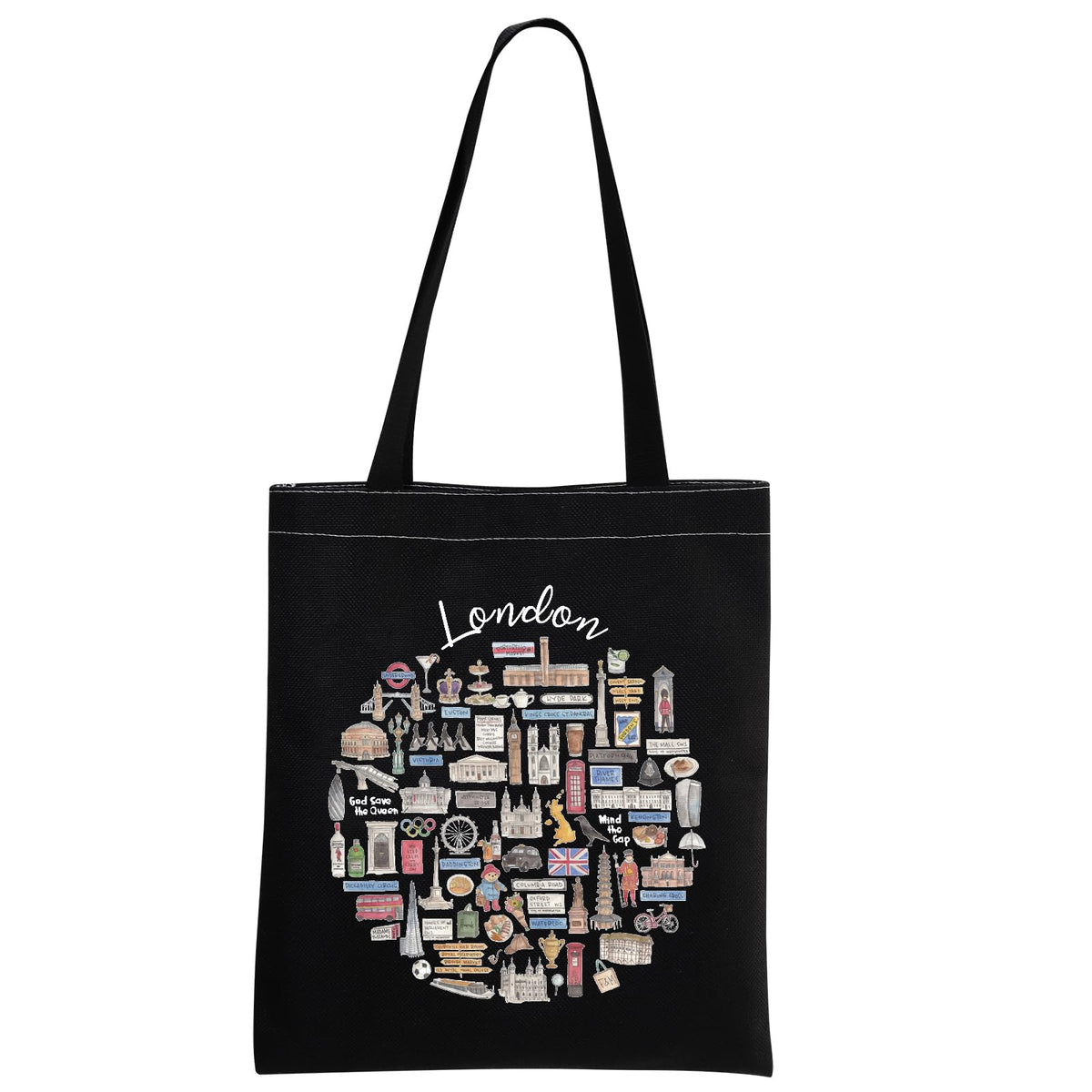London Tote Bag London Travel Gift London Gift Welcome to London Moving to London Gift, London Tote Blk, L