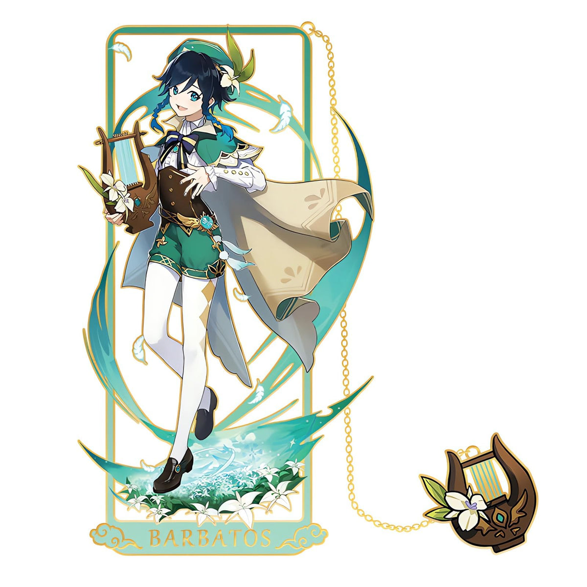 SRDEHDYE Venti Bookmark with Chain Original Genshin Impact Metal Bookmark - Collect All Your Favorite Characters!