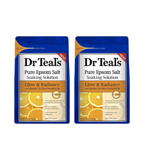 Dr. Teal's Salt Soak Variety Gift Set (2 Pack, 3lbs Ea.) - Restore & Replenish with Pink Himalayan, Glow & Radiance with Vitamin C and Citrus Essential Oils - Soothe The Senses at Home