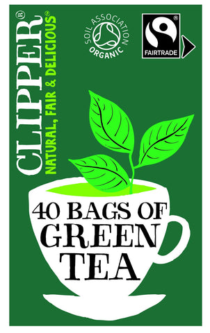 Clipper Organic Pure Green Tea Bags | Box of 40 Teabags | Organic Tea for Home & Office | Eco-Conscious, Fair Trade Tea | Natural, Unbleached, Plant-Based, Compostable & Biodegradable Tea Bags