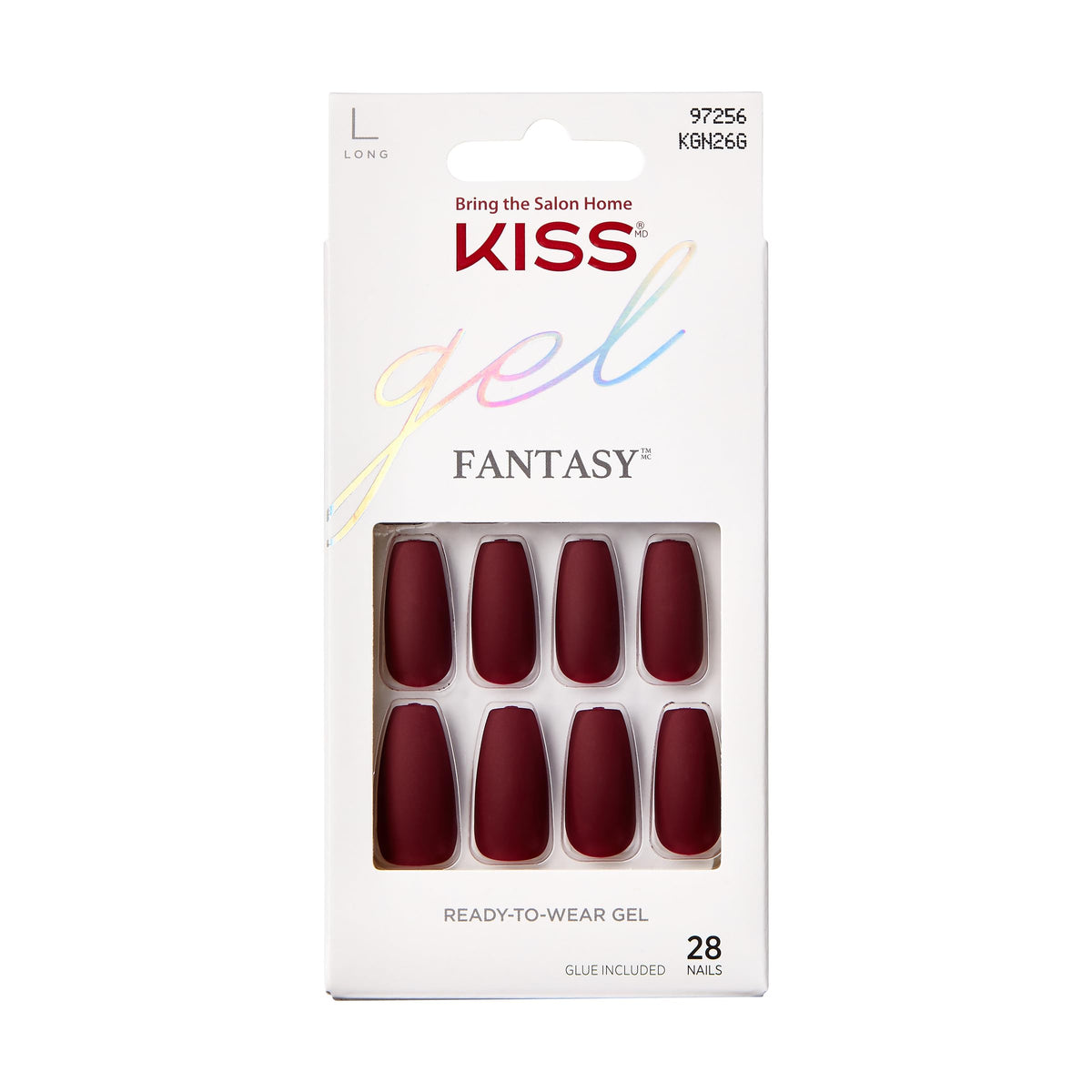 KISS Gel Fantasy Collection Glue-On Manicure Kit, Folklore, Medium Length Square Fake Nails Includes 28 False Nails, Nail Glue, Nail File, and Manicure Stick