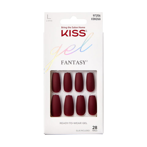 KISS Gel Fantasy Collection Glue-On Manicure Kit, Folklore, Medium Length Square Fake Nails Includes 28 False Nails, Nail Glue, Nail File, and Manicure Stick