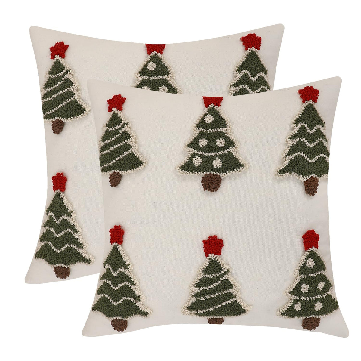 LUOYEHK Christmas Tree Pillow Covers 18x18 Set of 2 Farmhouse Rustic Xmas Decorative Throw Pillows Winter Holiday Merry Christmas Cushion Covers for Couch Sofa Bed