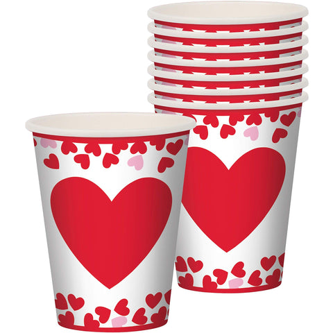 Amscan Confetti Hearts Valentine's Day Cups, Party Supplies, Paper, 9oz. Capacity, 8 Count