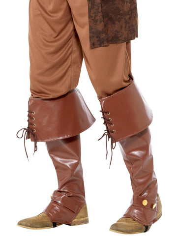 Smiffys Deluxe Pirate Bootcovers, Brown , Pirate Fancy Dress, Pirate Dress Up Accessories