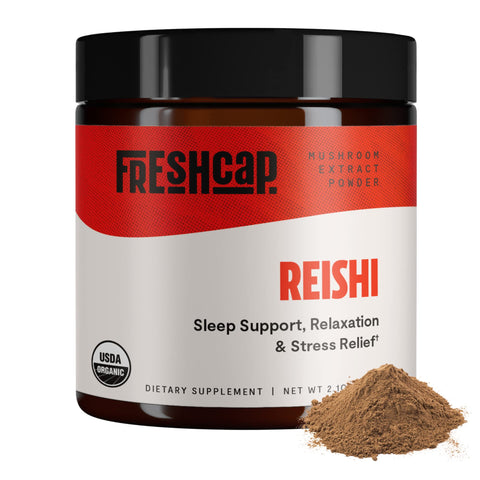 FreshCap, Reishi Mushroom Powder (60 Servings), Ayurveda Supplement for Longevity, Organic Dual Extract (27% Beta glucan, 1.4% Triterpene)