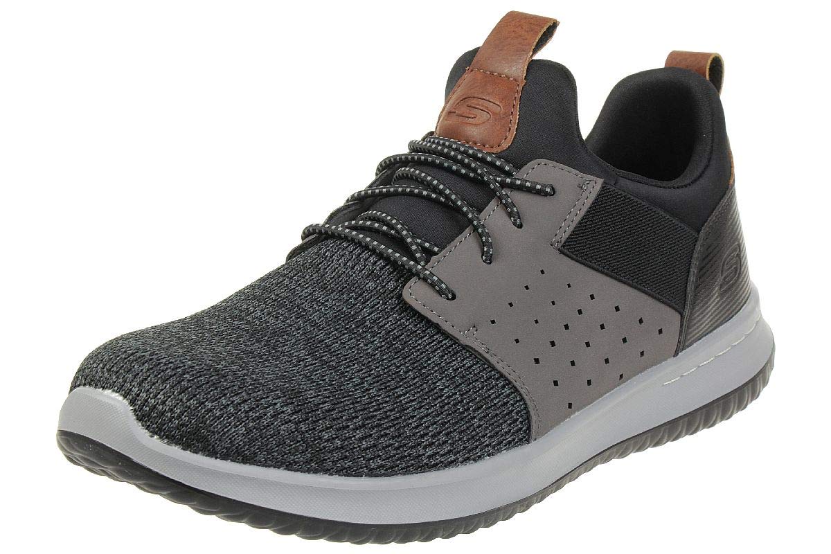 Skechers Men's Delson Camben Trainers, Black Gray Mesh W Synthetic, 9 UK