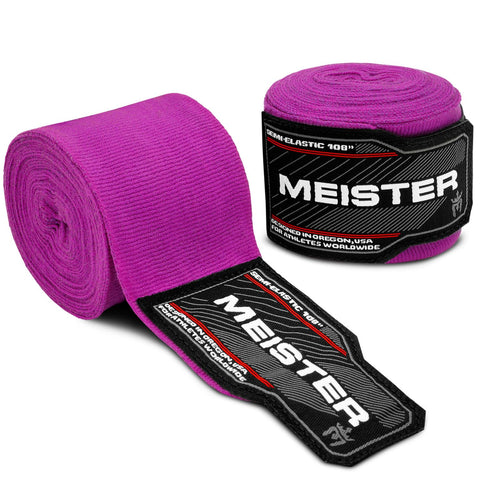 Meister Junior 108" Elastic Cotton Hand Wraps for MMA & Boxing (Pair) - Purple