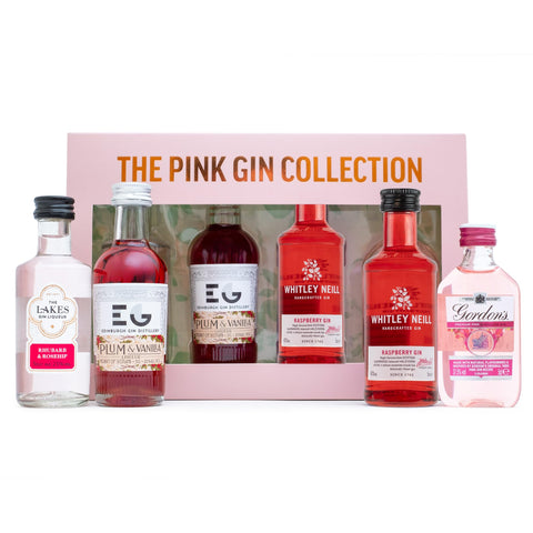 Pink Gin Gift Set - Birthday Gifts for Women, 4x5cl Whitley Neill Raspberry, Gordons Pink Gin, Edinburgh Plum & Vanilla, The Lakes Rhubarb & Rosehip Flavoured Gin Liqueurs - Valentines Gifts for Her
