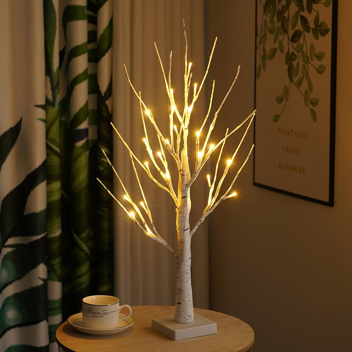 Birch Light Twig Tree Indoor with 24 Warm White LEDs - Light Up Tree USB Bonsai Lights Branches Interior Tabletop Decoration Photo Display for Easter Party Birthday Wedding Festive Xmas Decorations