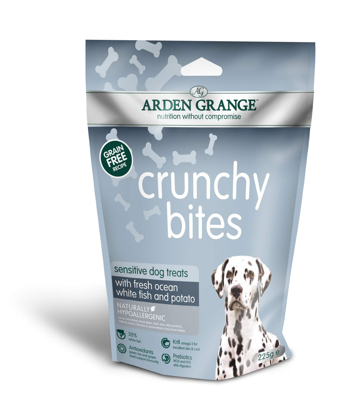 Arden Grange Crunchy Bites Sensitive - grain free - ocean white fish and potato Set of 10,225 g (Pack of 10)