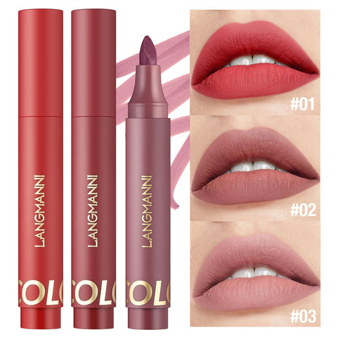 AKARY Lip Stain Lip Tint Marker, Waterproof Liquid Lipstick Makeup, Hydrating Long-lasting Matte Lip Color, Smudge Proof Natural Finish, Precise Chisel Tip Marker, Lip Liner and Lipstick 2-in-1, 02