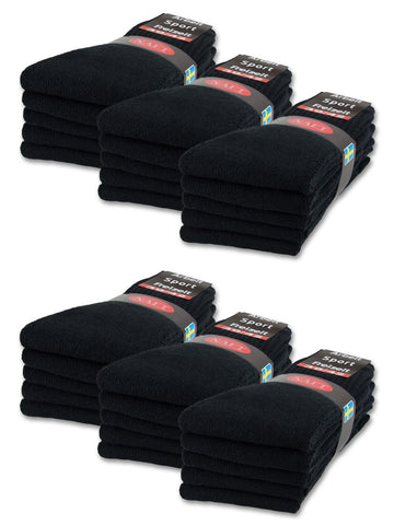 sockenkauf24 10 | 20 | 30 Pairs Crew Socks Sports Tennis Socks for Women & Men in 5 Colours - Sizes 35-50 available (UK 9-11 | EU 43-46, 30 Pairs | Black)