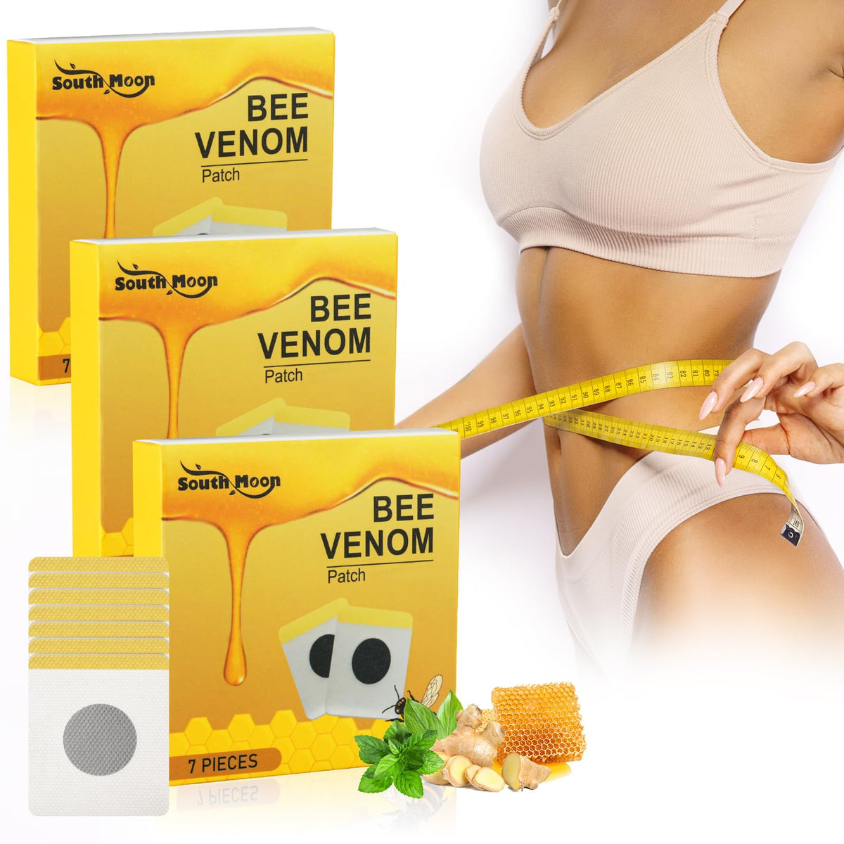 ACWOO Bee Venom Patches, 21 Pieces Bee Venom Detoxifying Patches, Bee Venom Lymphatic Body Patches, Bee Venom Lymphatic Drainage Patches for Women & Men
