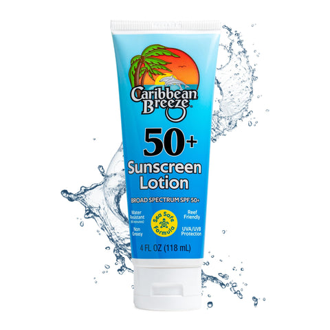 Reef Friendly Sunscreen SPF 50 Lotion, Mango Lime Scent Body Sunscreen Lotion, Rich in Anti Oxidants, Water Resistant Up to 80 Minutes, Broad Spectrum Body Lotion with Sunscreen, 4 oz (120 ml)