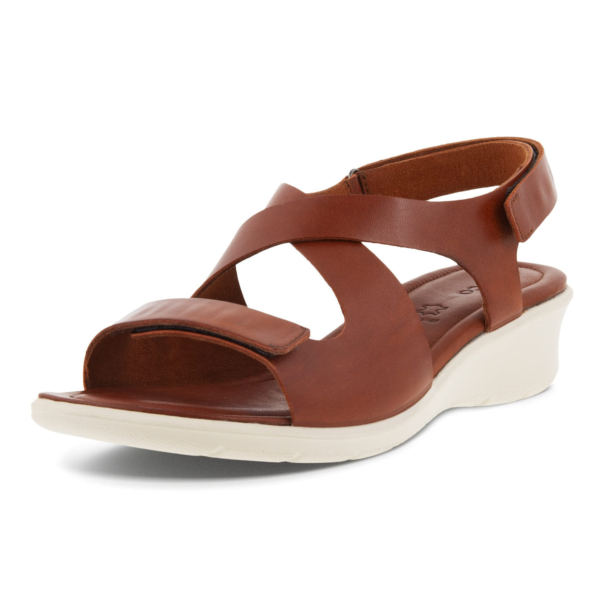 ECCO Women's Felicia Cross Wedge Sandal, Cognac, 10-10.5