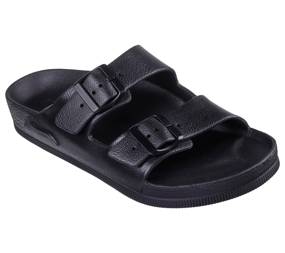 SKECHERS Men's Double Buckle Slide Sandal, Black, 9