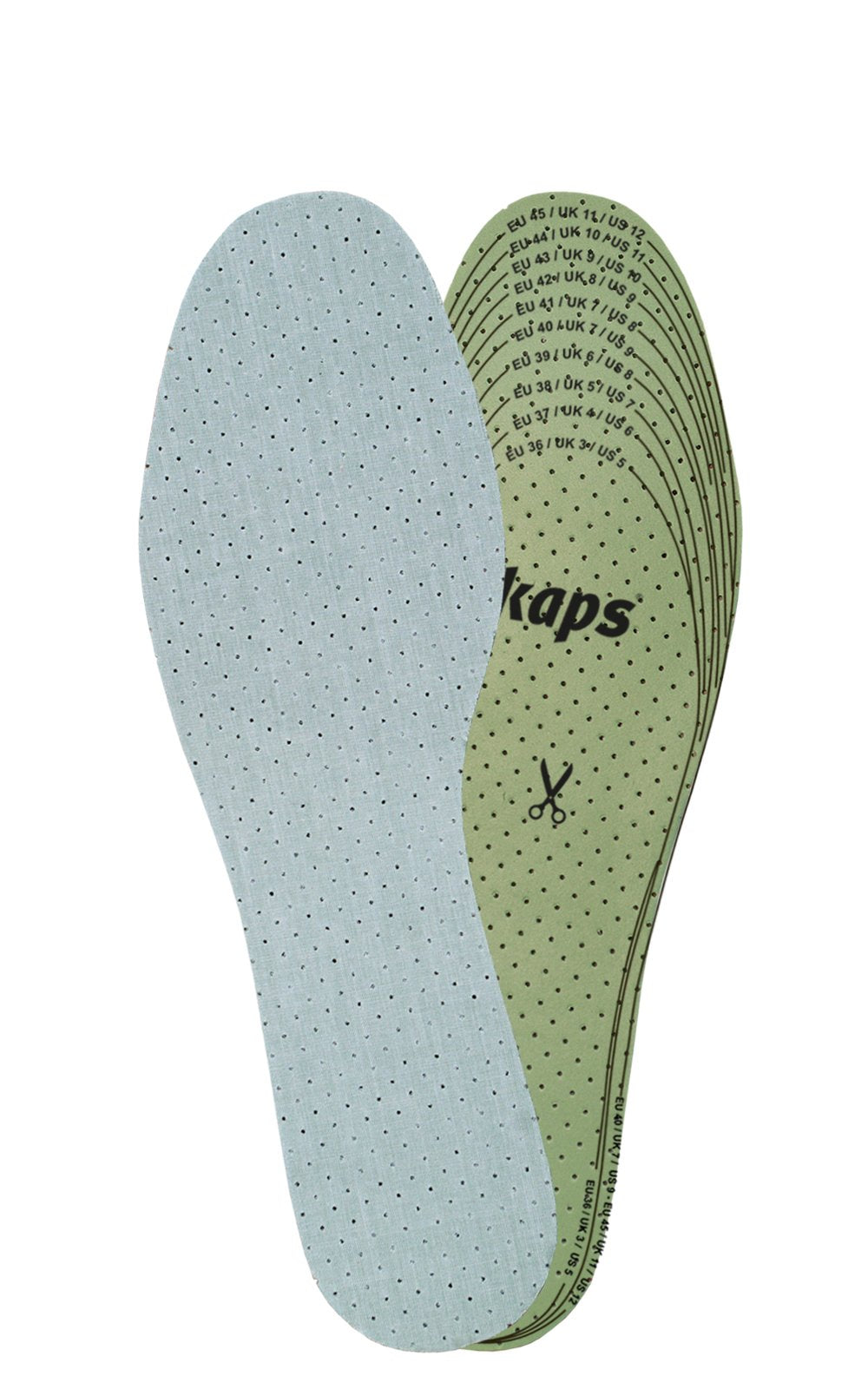 Kaps Soft Latex Adult Unisex Cut to Size Cut to Fit Foam Shoe Insoles Inserts, Comfortable Perforated Latex and Cotton Prevent Odour and Absorb Moisture