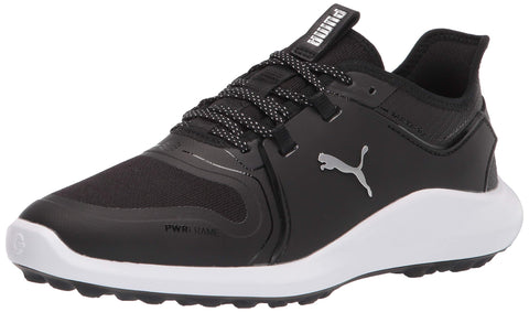 PUMA Men's Ignite Fasten8 Golf Shoe, Black Silver White, 9.5