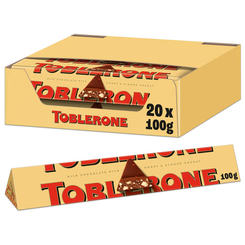 Toblerone Milk Chocolate Bar, With Honey and Almond Nougat, Established in Switzerland, 100g