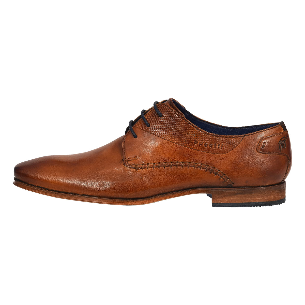 bugatti Men's Business low shoe made of leather, Derby with two-tone finish and hand stitching, Cognac, 9 UK