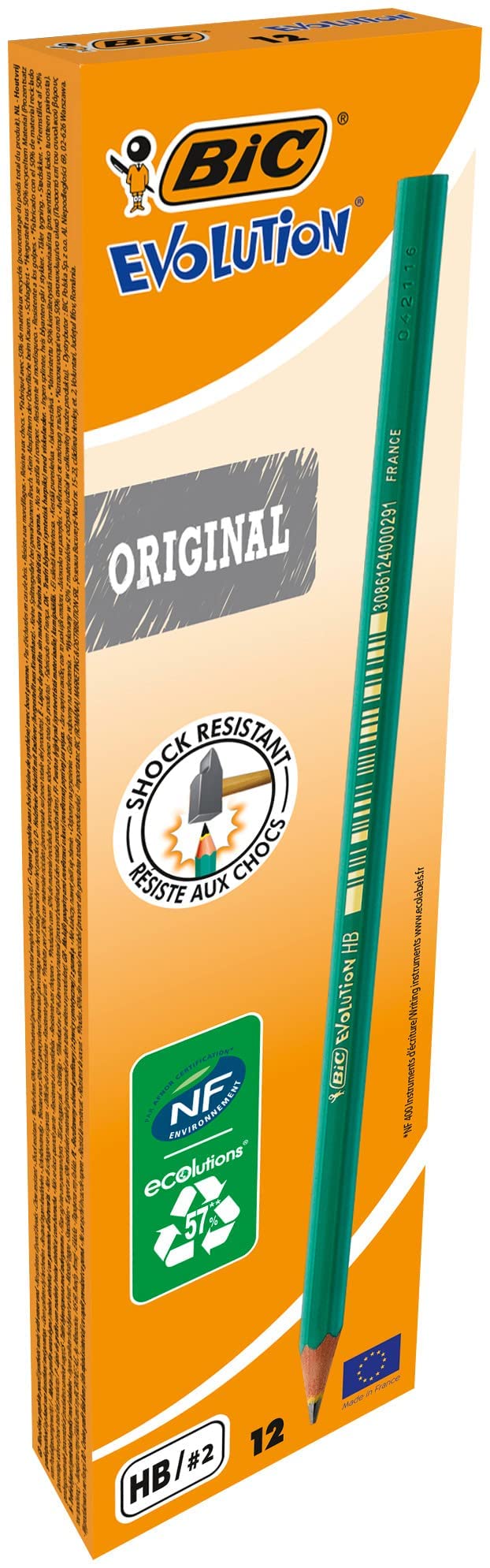 BIC Ecolutions Evolution 650 HB Pencil, – Green, 12 Count (Pack of 1)