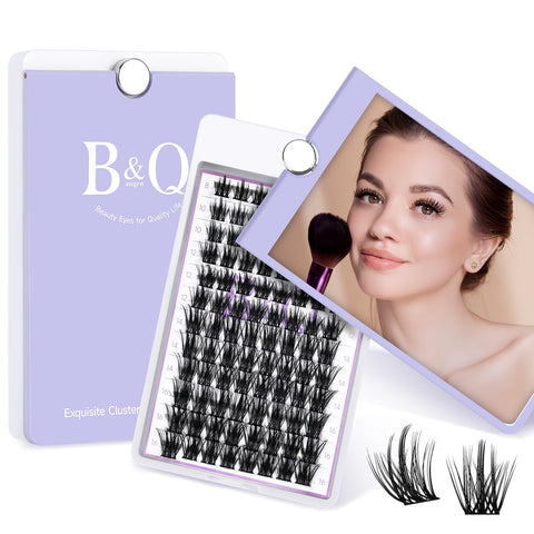 B&Q Lash Clusters D Curl 8-16MIX 96 PCS Eyelash Clusters Wispy with 360Ãƒâ€šÃ‚Â° Rotatable Mirror Cluster Eyelash Extensions Natural Lash Clusters Lashes Wispy Diy Lash Extensions Clusters (Q07,D 8-16MIX)