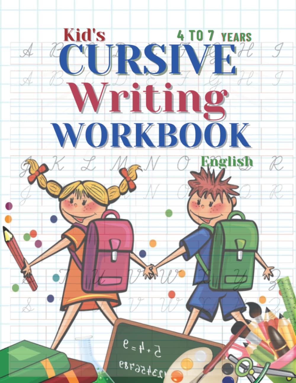 Cursive writing practice handwriting workbook book kid of less than 7 years old