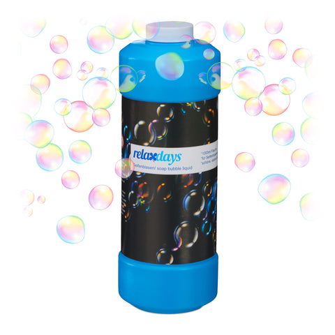 Relaxdays Soap Bubbles, 1 L Refill Fluid Bottle, Bubble Machine, Bubble Gun, Transparent