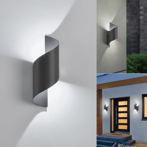 LED Wall Light Indoor/Outdoor 10W Waterproof Outdoor Light 6000K Cool White, Modern Up/Down Decorative Wall Lamp for Garden, Living Room, Bedroom
