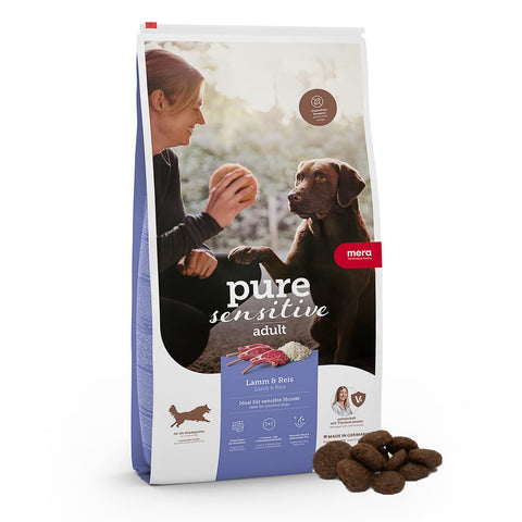 MERA Pure Sensitive Lamb & Rice, Dry Dog Food for Sensitive Dogs, Dry Lamb and Rice Food, Food for Adult Dogs, Wheat and Sugar (4 kg)