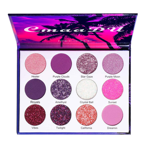 Glitter Eyeshadow Palette Pro 12 Colors Pigmented Shimmer Glitter Eye Shadow Palette? Blendable Long Lasting Waterproof Makeup Cosmetics Halloween Makeup Kit for Girl Women