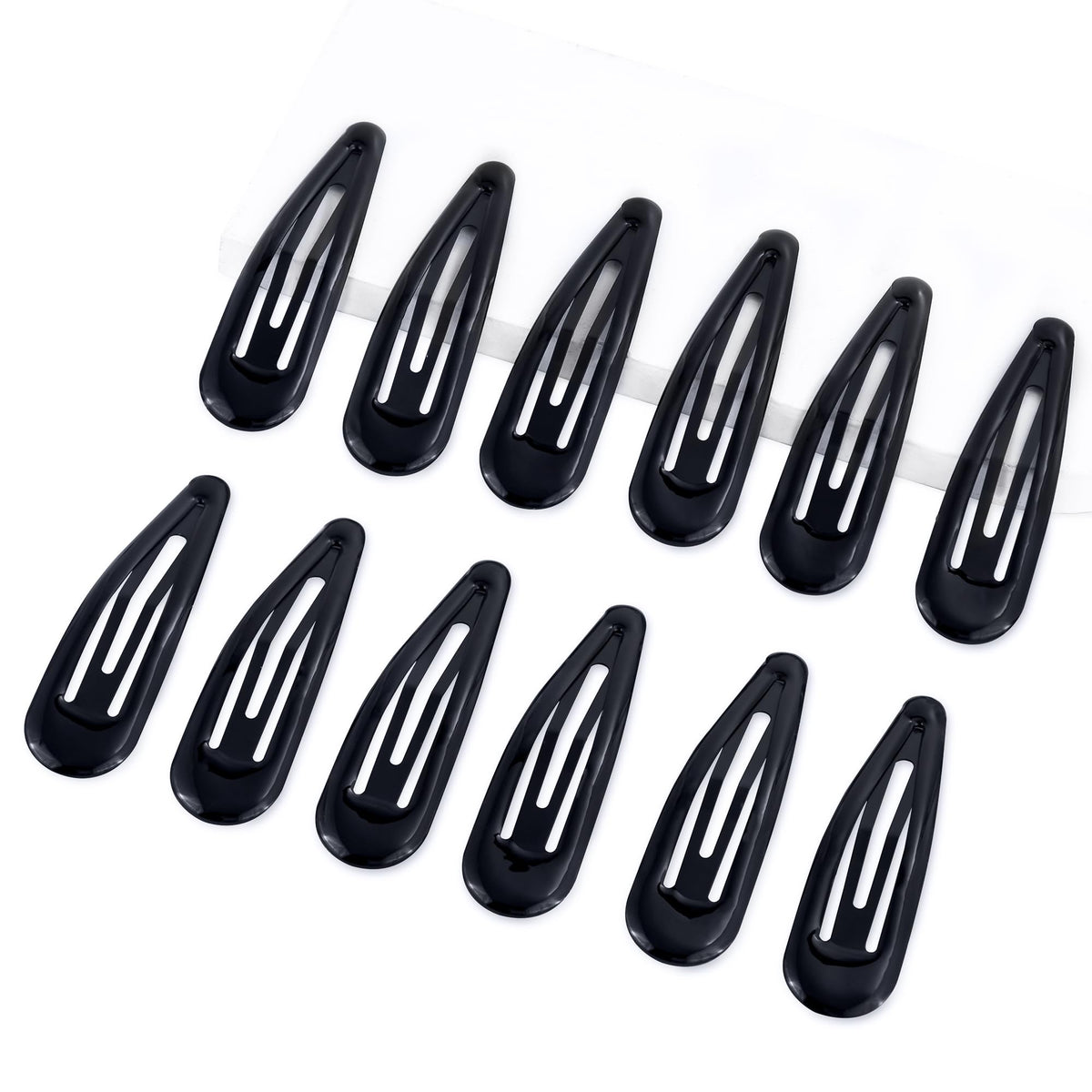 Cptots 12PCS Metal Snap Hair Clips Black Hair Clips Water Drop No Slip Hair Barrettes for Women And Girls 2.67 Inch hair clips for thin hair