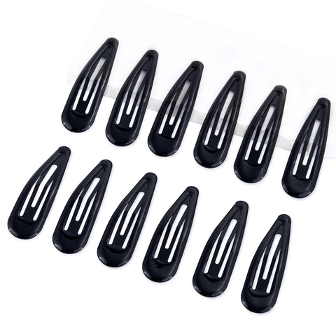 Cptots 12PCS Metal Snap Hair Clips Black Hair Clips Water Drop No Slip Hair Barrettes for Women And Girls 2.67 Inch hair clips for thin hair