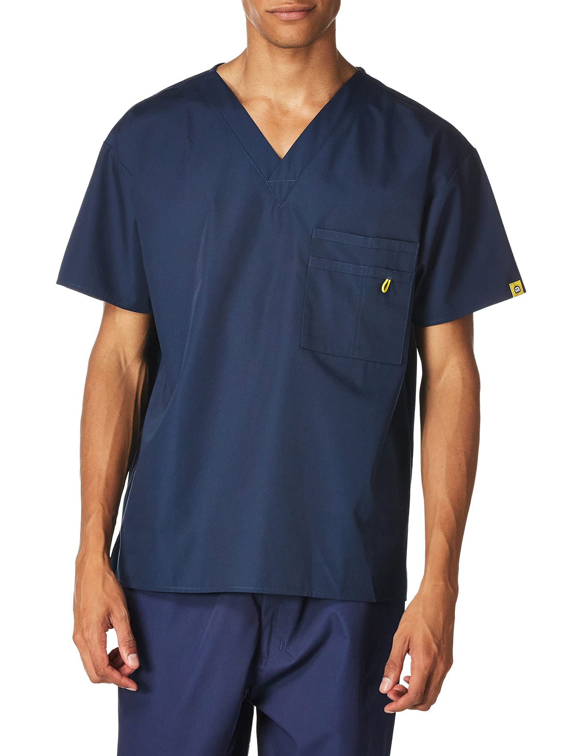 WonderWink Men's The Alpha Unisex V-Neck Scrub Top, Navy, X-Small