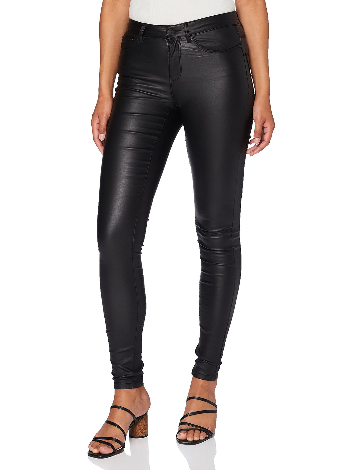 ONLY Women's Anne K Mid Waist Coated Jeans Noos Skinny Jeans, Black (Black Black), 27W / 30L