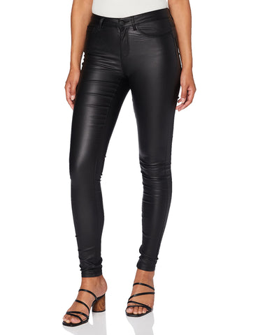 ONLY Women's Anne K Mid Waist Coated Jeans Noos Skinny Jeans, Black (Black Black), L / ''32