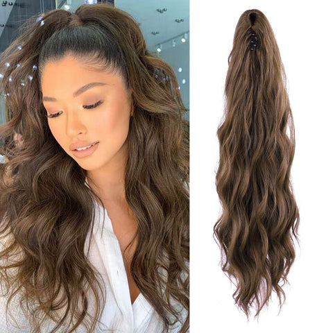 Lommel Claw Clip Ponytail Extensions for Women 20 Inch Long Wavy Fluffy Synthetic Ponytail Hairpiece Natural Soft Daily Use (8/30)