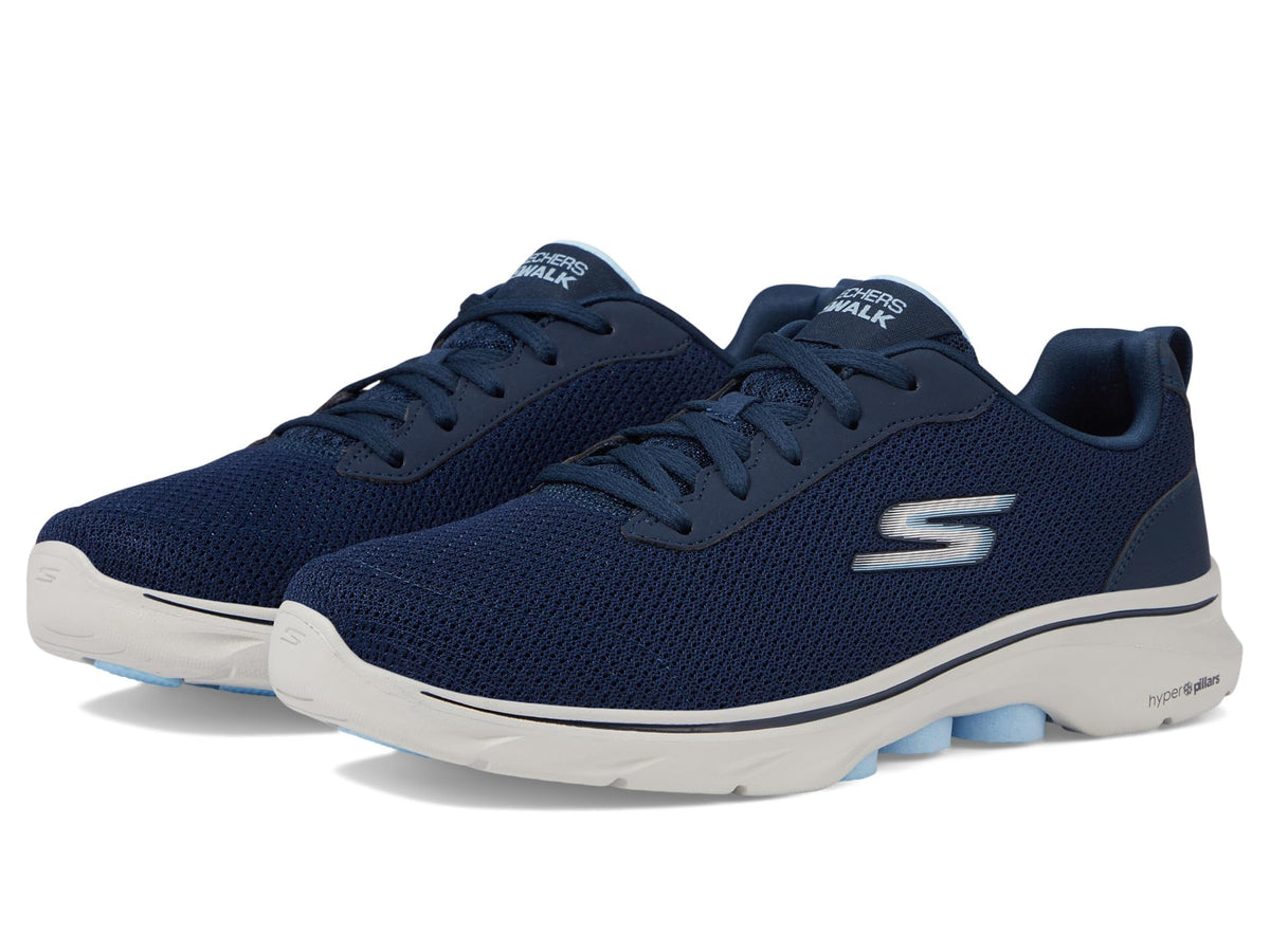 Skechers Women's Go 7-Clear Path Athletic Walking Sneaker, Navy/Light Blue, 10