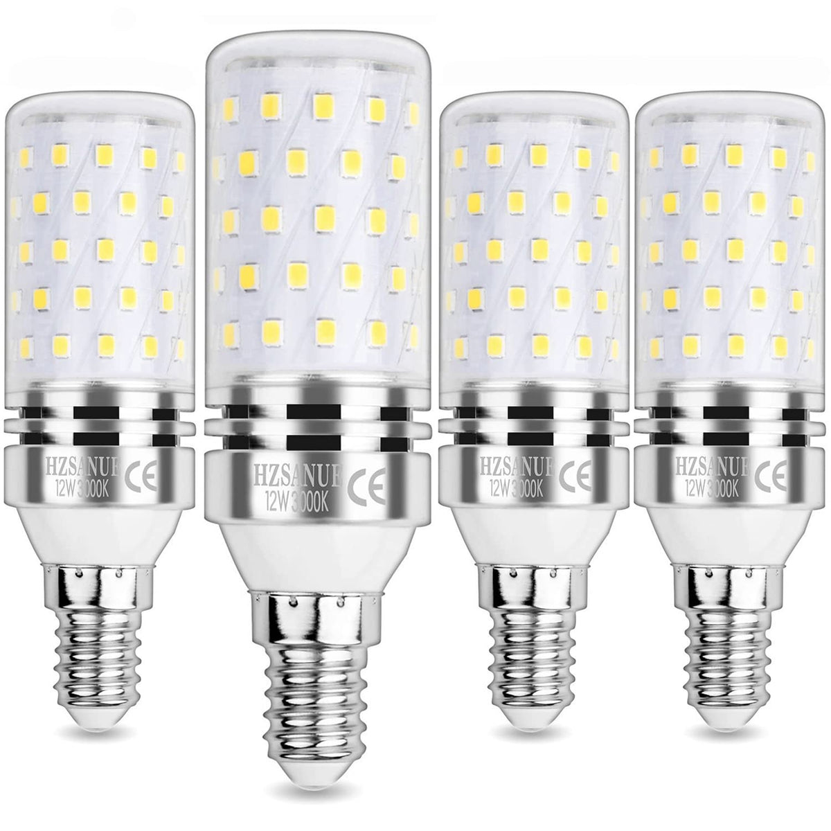 HZSANUE E14 LED Corn Bulbs 12W, 3000K Warm White, 1350LM, Small Edison Screw Bulbs,100W Incandescent Bulbs Equivalent,Pack of 4