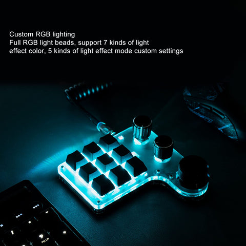 VBESTLIFE One Handed Macro Mechanical Keyboard, 9 Keys Mini Wired USB Programmable Gaming Keyboard with 3 Adjustable Knobs, Colorful RGB Backlit, for Office Home Gaming