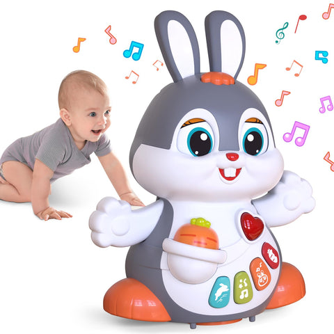 MOONTOY Musical Baby Toys 12 Months,Crawling Bunny Toys for 1 Year Old Gilrs Boys Gifts, Interactive Toys with Music and Light,Early Educational Toys Birthday Chirstmas Gift Age 1-3