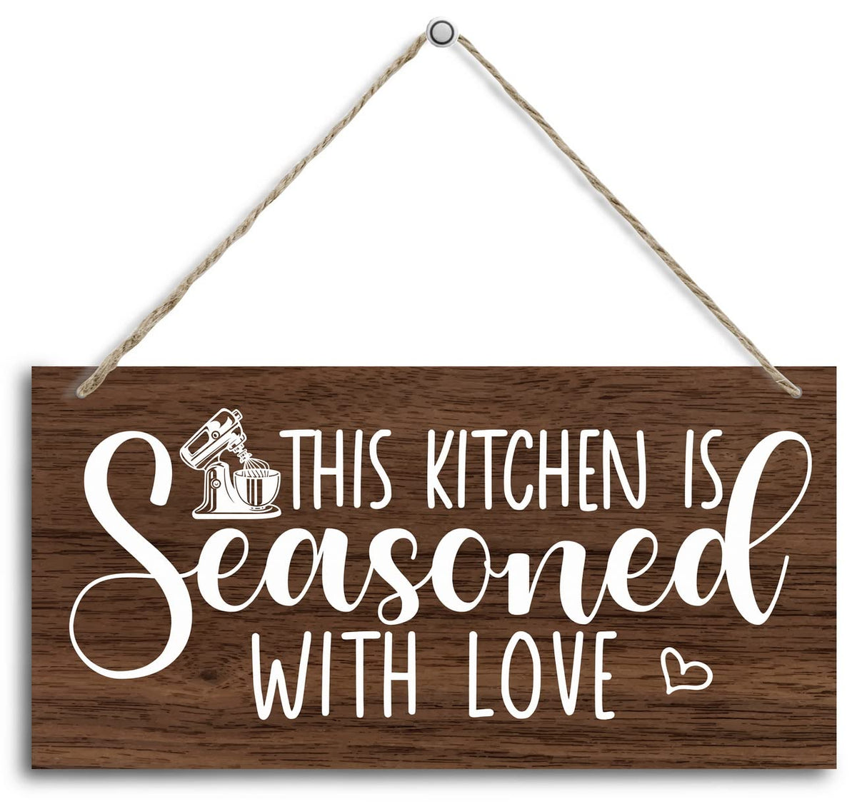 HALUOSI Decor Sign, This Kitchen is Seasoned with Love, Wooden Plaque, Rustic Hanging Art, Kitchen DÃ©cor, Farmhouse Style, 12x6inch, Signage