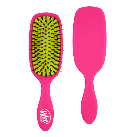 Wet Brush Shine Enhancer Brush with Soft Intelliflex and Natural Boar Bristles to Help Distribute Hairs Natural Oils without Breaking Hair, Pink