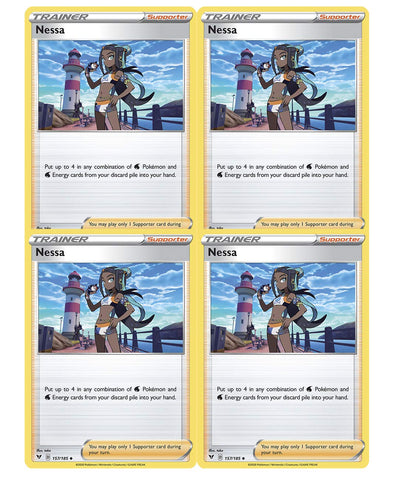 Pokemon Trainer Set - Nessa 157/185 - Sun Moon Vivid Voltage - x4 Supporter Card Lot