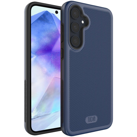 TUDIA DualShield Grip Compatible with Samsung Galaxy A55 5G Case (2024), [MergeGrip] Military Grade Dual Layer Shockproof Slim Tough Heavy Duty Protective Phone Case Cover (Indigo Blue)
