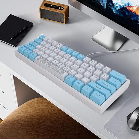 ciciglow Wired RGB Keyboard, RGB Backlight 1.5m/4.9ft 62 Keys Mechanical Gaming Wired Keyboard Sensitive Operation Quick Response