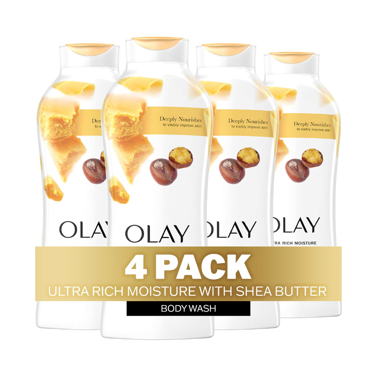 Olay Ultra Rich Moisture Body Wash with Shea Butter, 22 Fl oz (Pack of 4)
